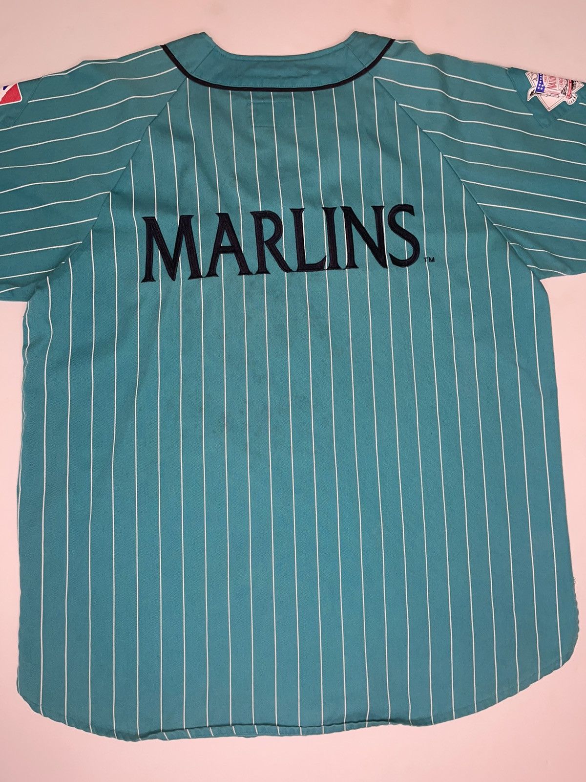 Starter VTG FLORIDA MARLINS PINSTRIPE BASEBALL JERSEY Size US XL / EU 56 / 4 - 1 Thumbnail