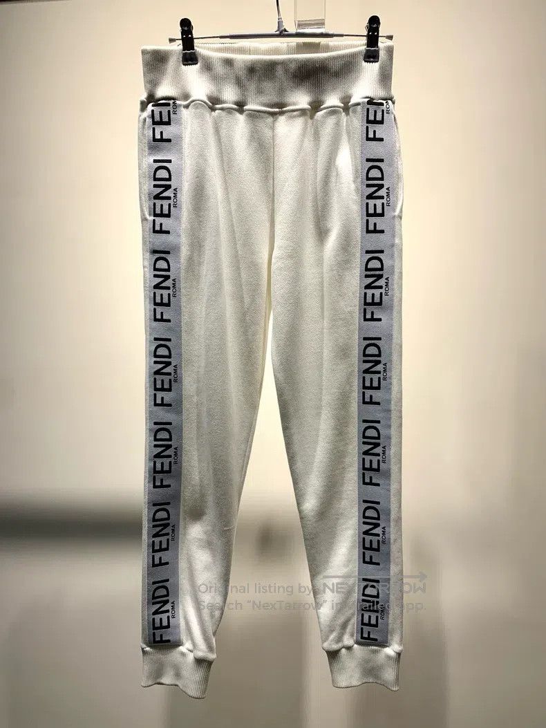 Fendi Fendi Side Logo Striped White Casual Sport Pants Size 26" / US 2 / IT 38 - 1 Thumbnail