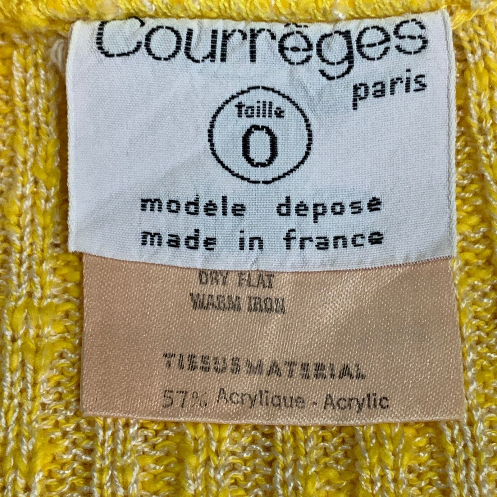 Courreges Vintage XS Yellow Acrylic Blend Rib Knit V-Neck Cardigan Size XS / US 0-2 / IT 36-38 - 8 Thumbnail