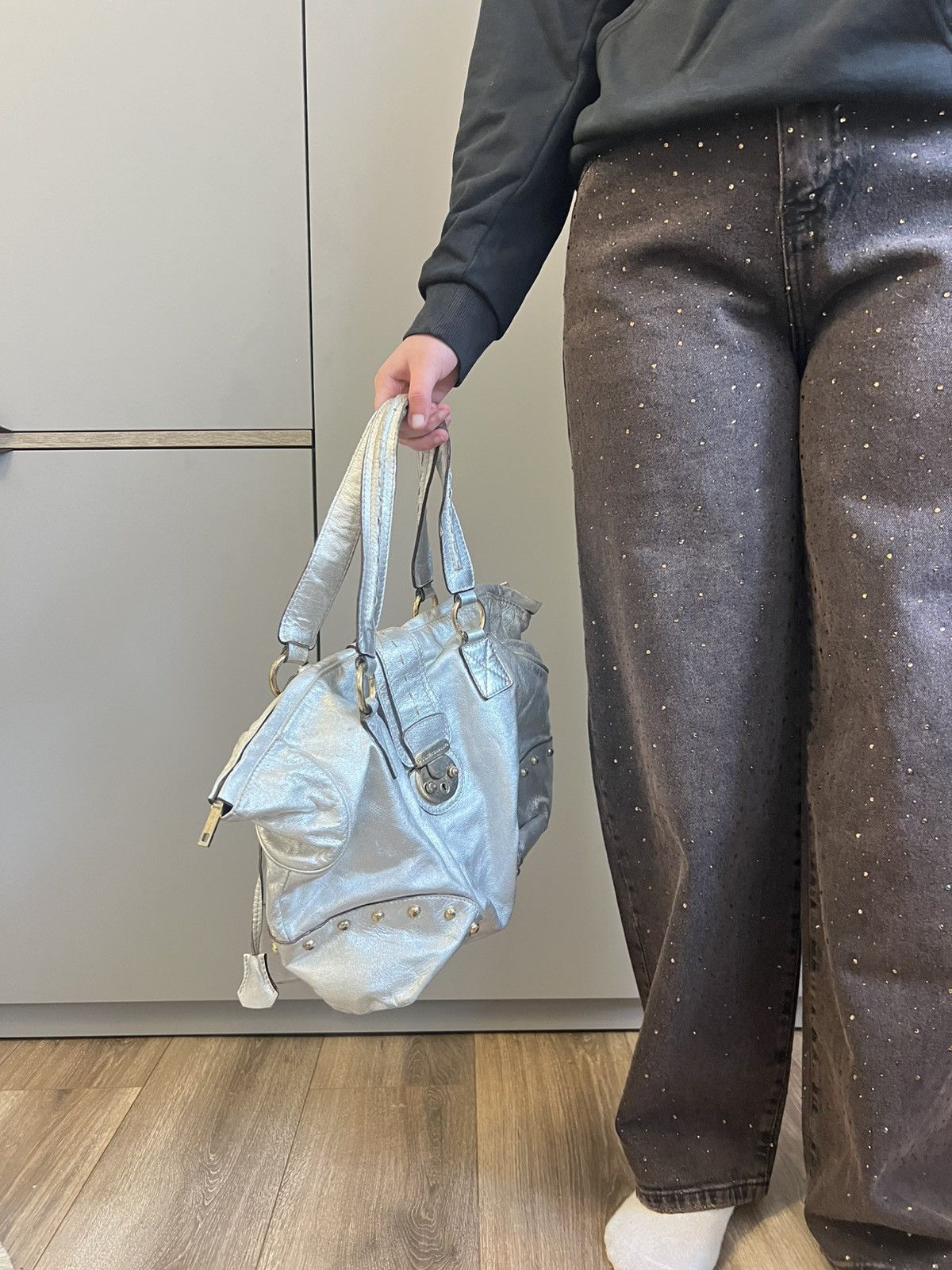 Dolce & Gabbana DOLCE & GABBANA Silver Leather Satchel Bag Size ONE SIZE - 3 Thumbnail