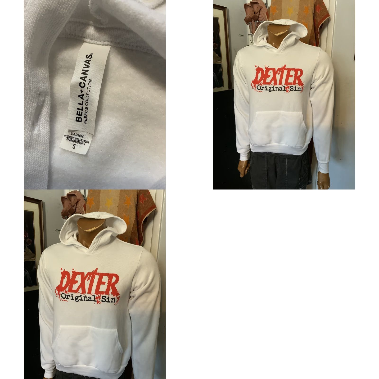 Vintage Dexter Hoodie Sz. S White Promo TV Series Panavision Crime Drama Mystery Unisex Adults Size US S / EU 44-46 / 1 - 8 Thumbnail
