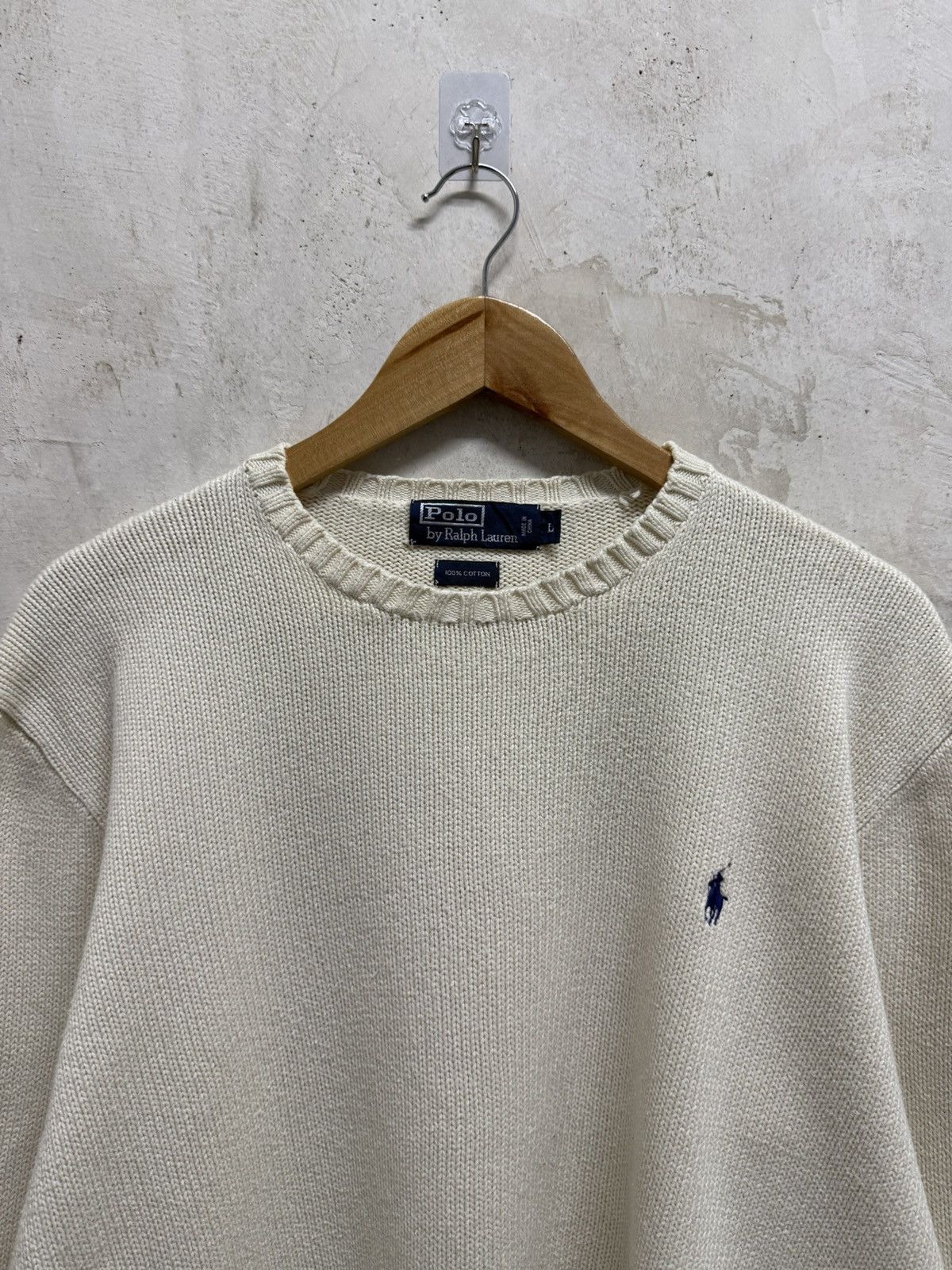 Polo Ralph Lauren 2000s Polo Ralph Lauren Cream Small Pony Knit Sweater Size US L / EU 52-54 / 3 - 2 Thumbnail
