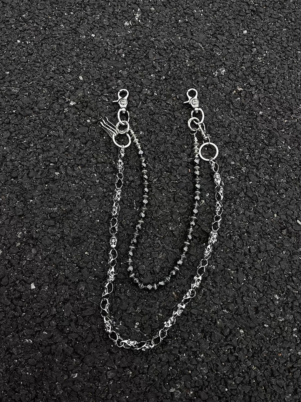 Jewelry Silver Double Chain Wallet Accessory, Men's Chain Size ONE SIZE - 10 Thumbnail