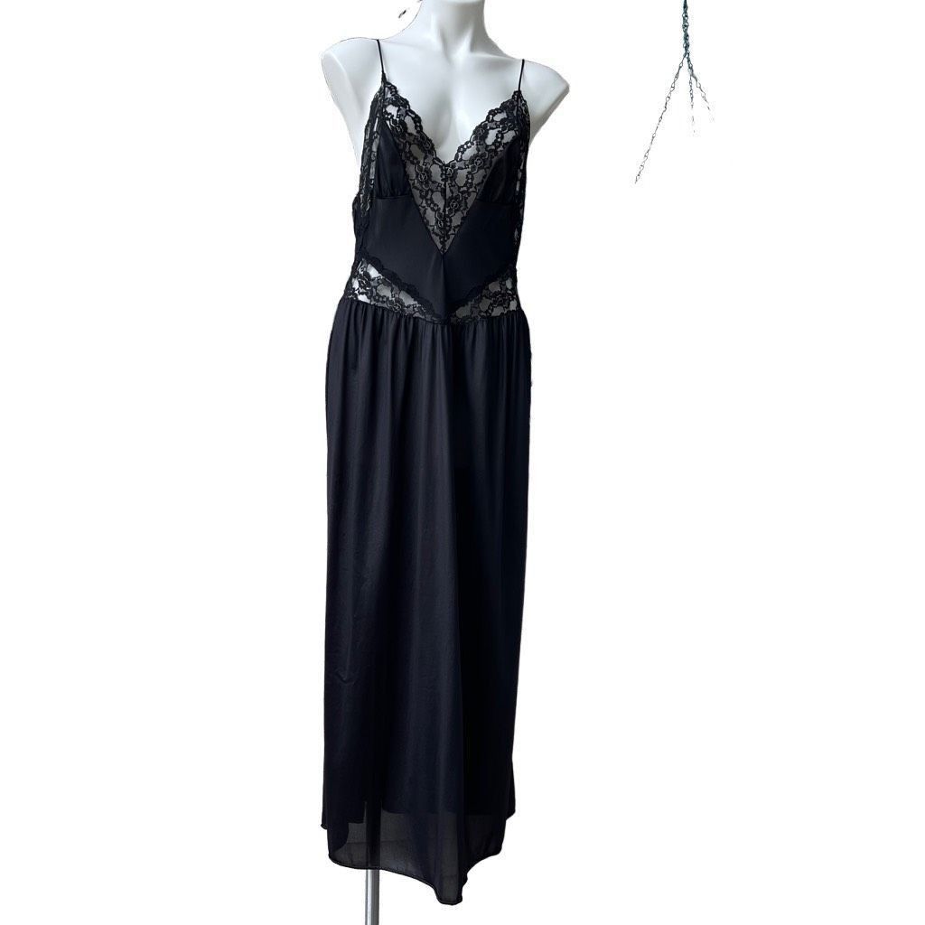 Other ILGWU Fifth Avenue Womens Maxi slip Dress Lace Open Back Str Size XL / US 12-14 / IT 48-50 - 8 Thumbnail