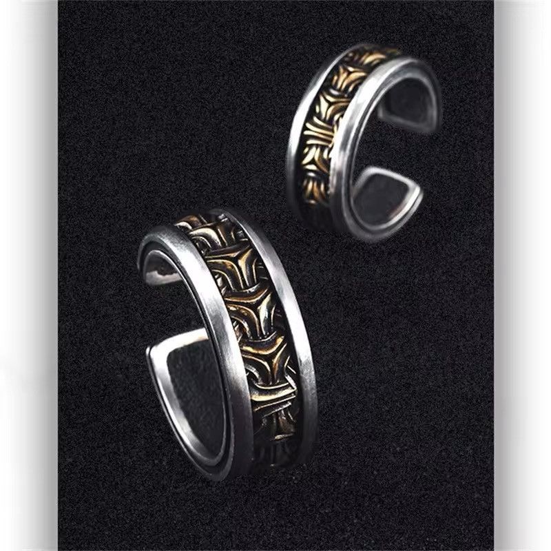 Jewelry × Vintage General Token Design Gold Silver Collision Men Finger Ring Size ONE SIZE - 3 Thumbnail