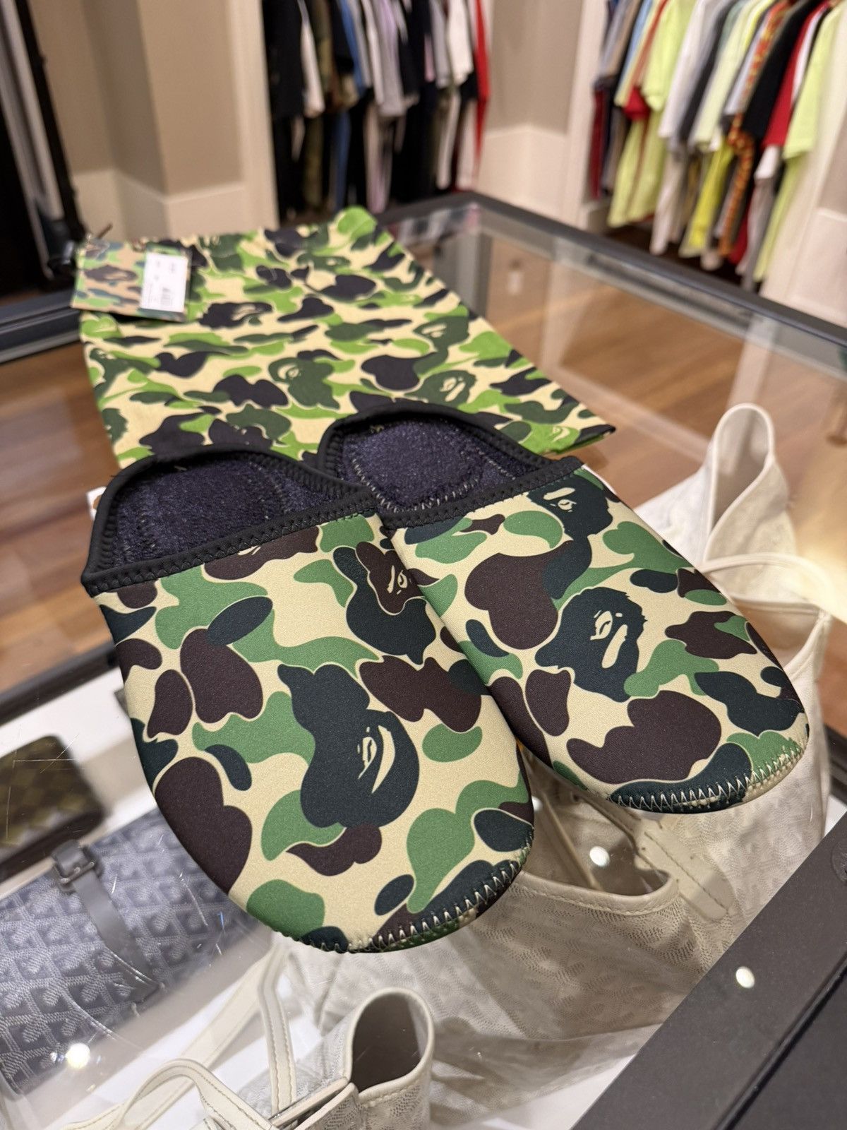 Bape Bape ABC Slippers & Pouch Set - Green Camo Size US 7 / EU 40 - 3 Thumbnail