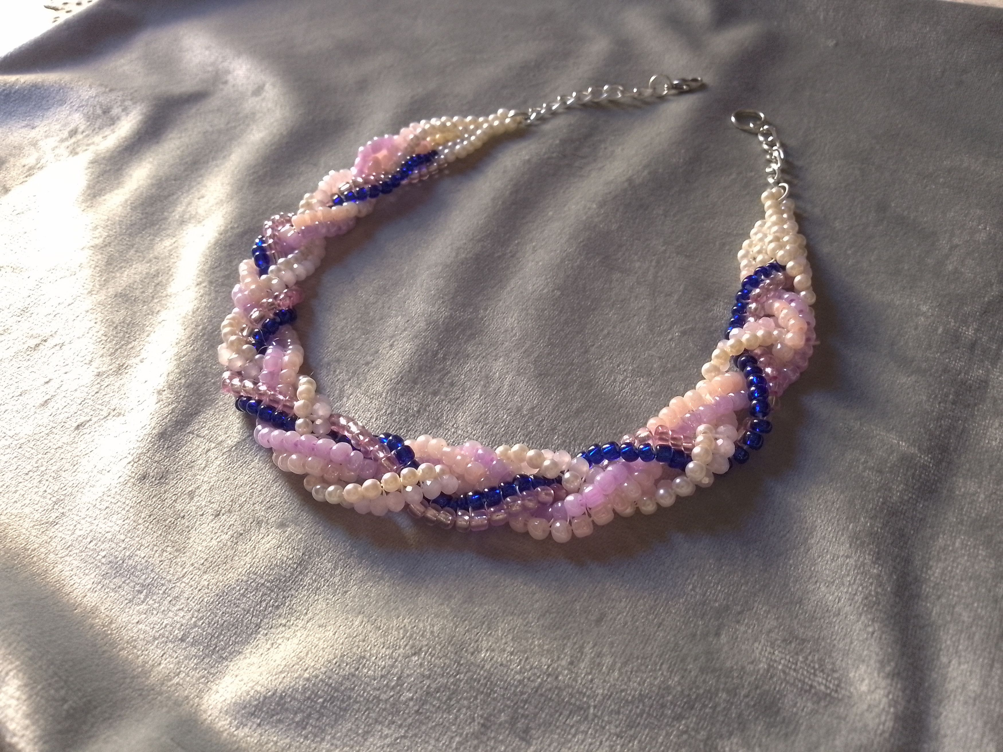 Handmade Necklace Braided Vintage Style Pearls Crystals Elegant Size ONE SIZE - 8 Thumbnail