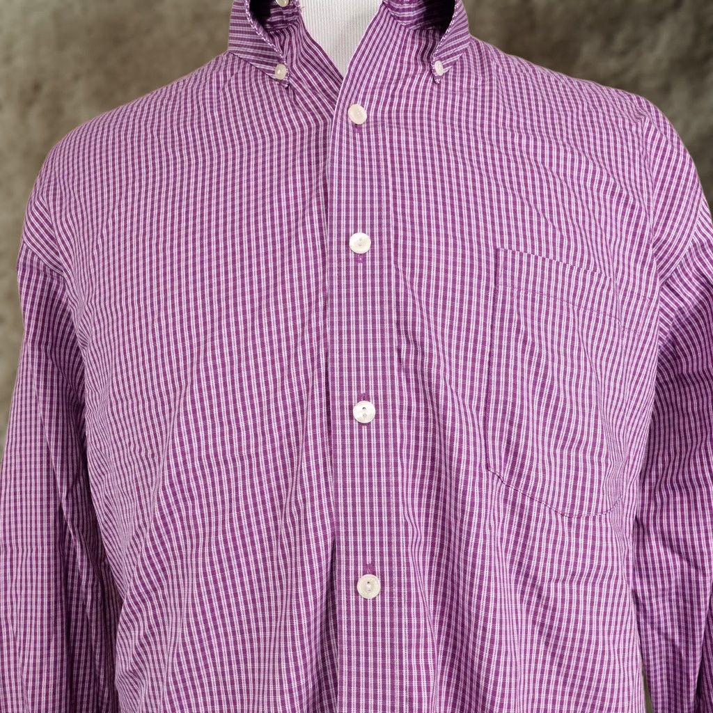 Kenneth Cole Kenneth Cole Reaction Dress Shirt Mens XL 17-17.5 34/35 Purple Gingham Non-Iron Dress Shirt Mens XL Purple Gingham Non-Iron Size 46R - 1 Thumbnail
