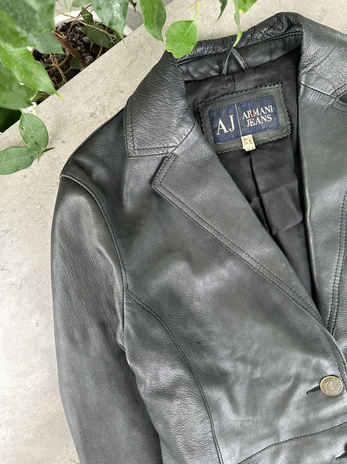Armani Armani Jeans Vintage Leather Jacket Size S / US 4 / IT 40 - 3 Thumbnail