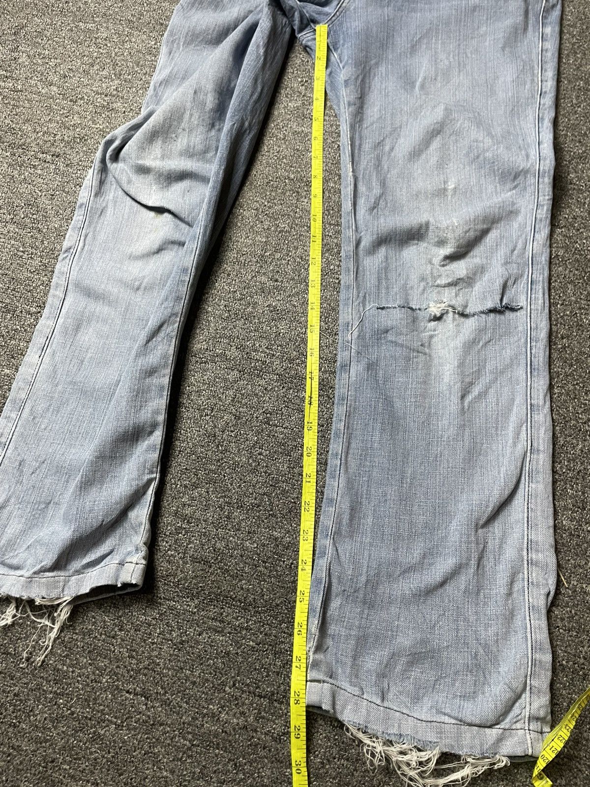 Japanese Brand × Vintage Japanese Brand Straight Cut Ripped Jeans (92) Size US 30 / EU 46 - 6 Thumbnail