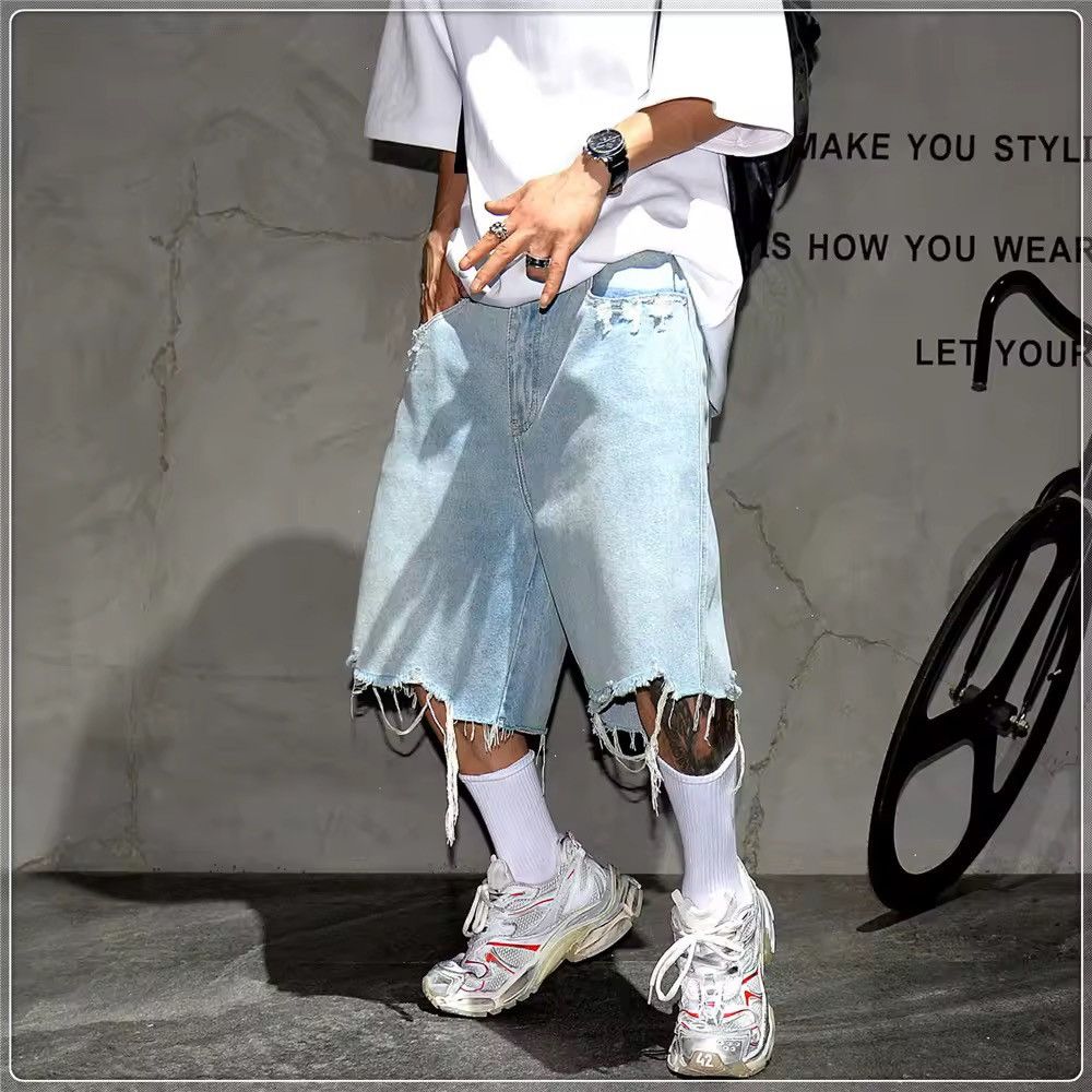 Jean Korean style ripped light jeans shorts jorts Size US 32 / EU 48 - 7 Thumbnail