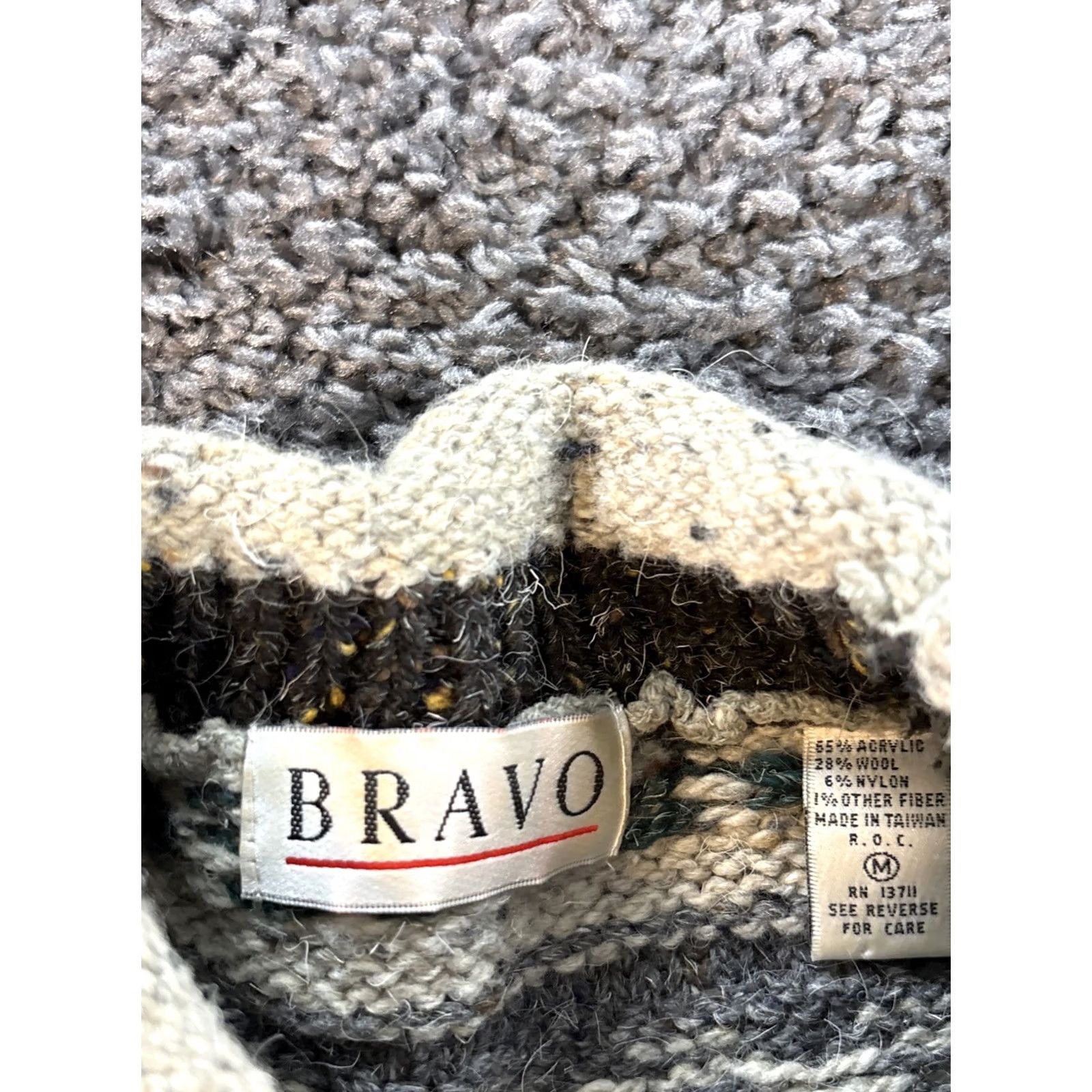Vintage VINTAGE Bravo Sweater Mens M Gray Wool Heavy Knit Pullover Roll Neck Stripe Speckled 1990s Grunge Mens Size US M / EU 48-50 / 2 - 4 Thumbnail