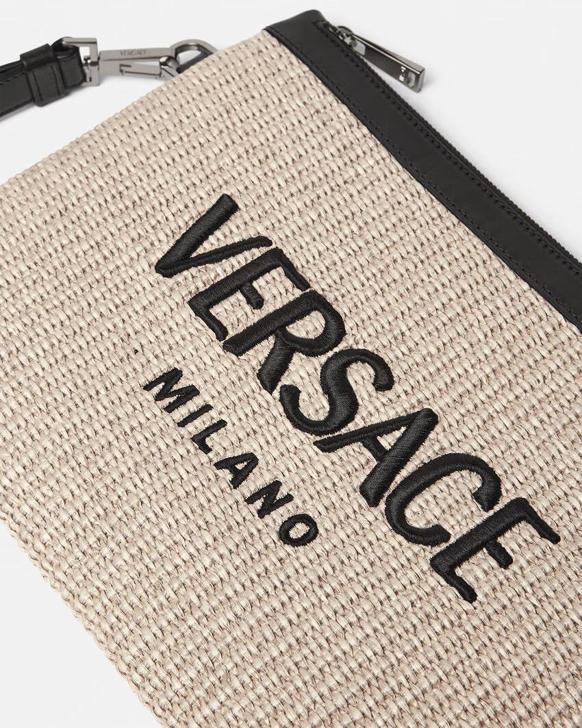 Versace o1s22i1n0125 Size: OS / Raffia Pouch in Beige Black Size ONE SIZE - 3 Thumbnail