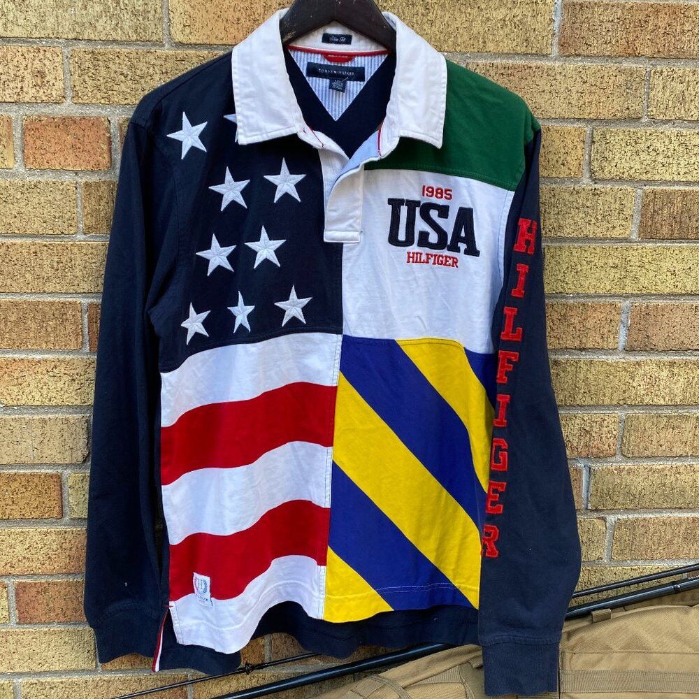 Tommy Hilfiger Vintage Tommy Hilfiger Embroidered Polo Rugby Sweater Long Size US L / EU 52-54 / 3 - 1 Thumbnail