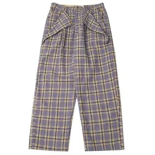 Jean 20AW Indigo Union Japan Grey Checked Wool Blended Pants Size US 32 / EU 48 - 2 Thumbnail