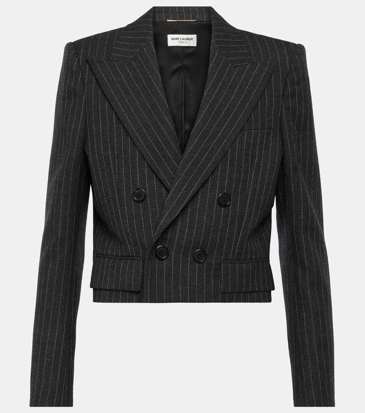 Saint Laurent Paris o1tp1o0525 Cropped Jacket In Stripe in Grey Size L / US 10 / IT 46 - 1 Thumbnail