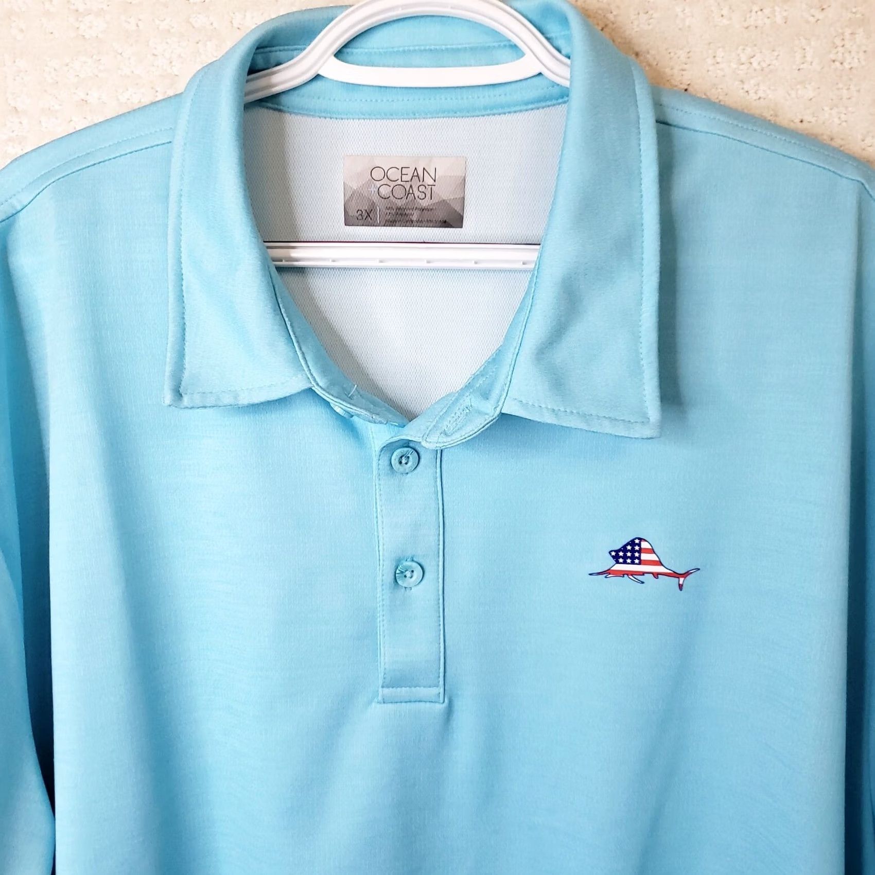 Vintage Ocean & Coast Polo Shirt Men 3XL Blue Short Sleeve Wicking Collared Button 61" Chest Fish Logo Logo Accent Casual Golf Beach Activewear Workwear Size US XXL / EU 58 / 5 - 3 Thumbnail
