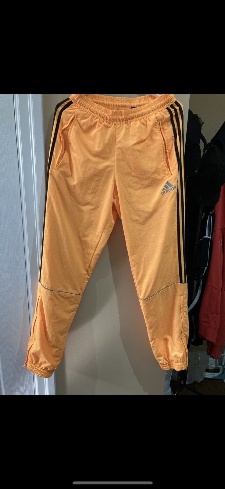 Image of Adidas Track Pants in Neon Orange, Men's (Size 30)