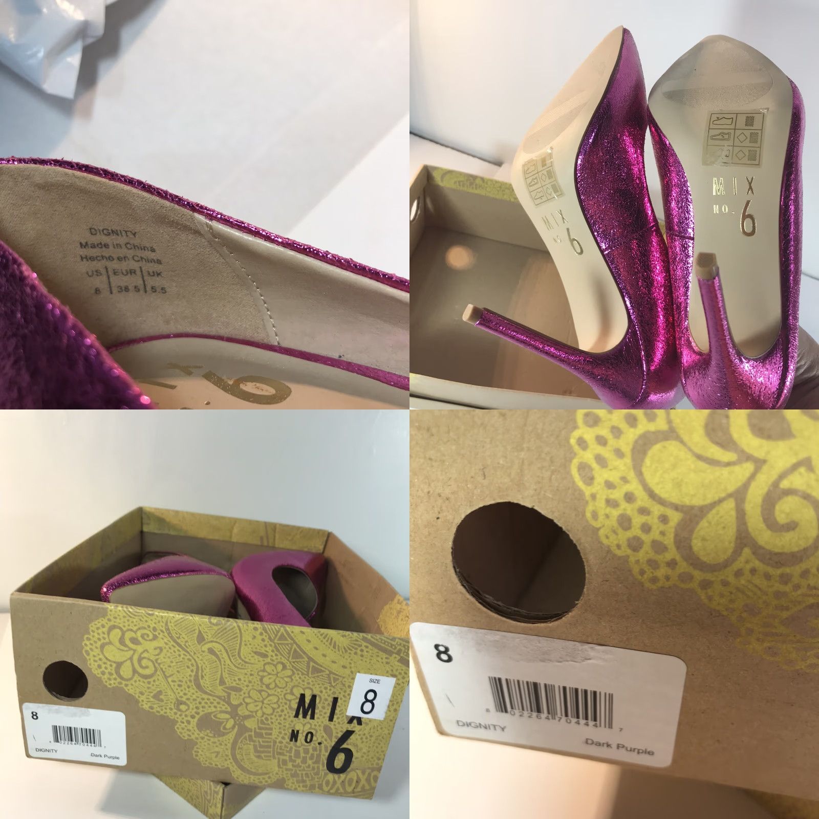 Vintage MIX NO. 6 Dignity Purple Stiletto Heels Womens Size 8 Pointed Toe 4.5in New Size US 8 / IT 38 - 8 Thumbnail