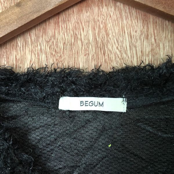 Japanese Brand Begum Black Shag Shaggy Fur Mohair Cardigan #6399DLAL Size M / US 6-8 / IT 42-44 - 4 Thumbnail