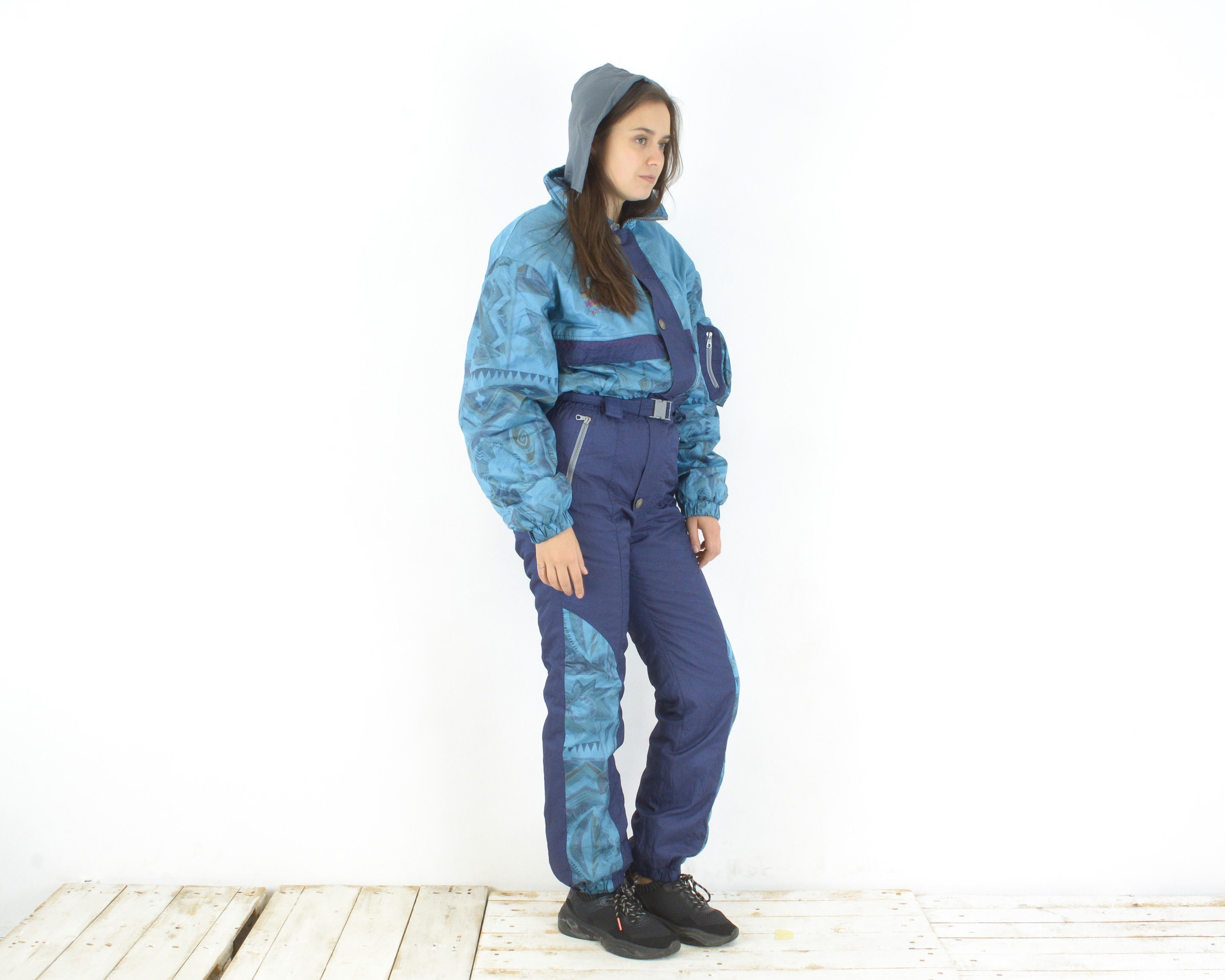 Vintage Save The Planet Ski Suit Women M Jumpsuit Overalls Coveralls Size 32" / US 10 / IT 46 - 4 Thumbnail