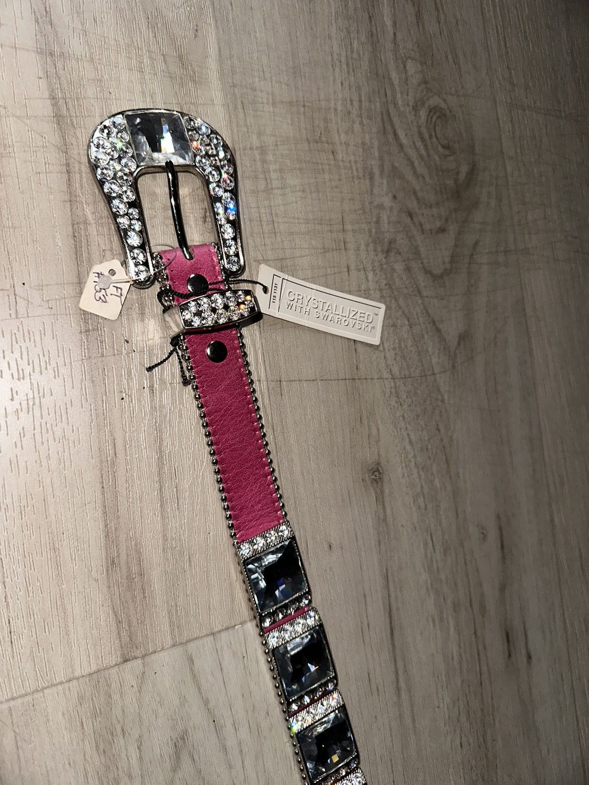 B.B. Simon AUTHENTIC BB SIMON Belt HOT PINK Swarovski Crystals Sx XL Size 34 - 8 Thumbnail