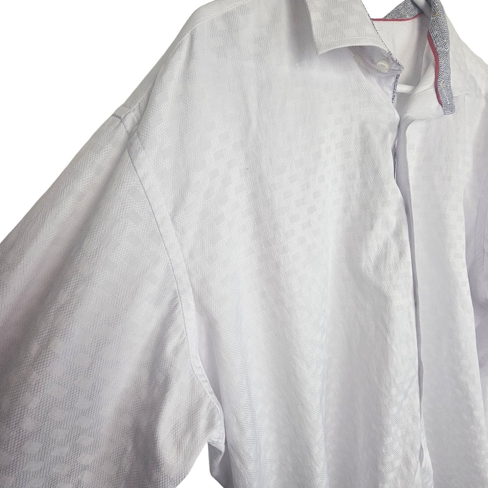 Luchiano Visconti Luchiano Visconti Mens White Geometric Dress Shirt Size 2XLT Size US XXL / EU 58 / 5 - 5 Thumbnail