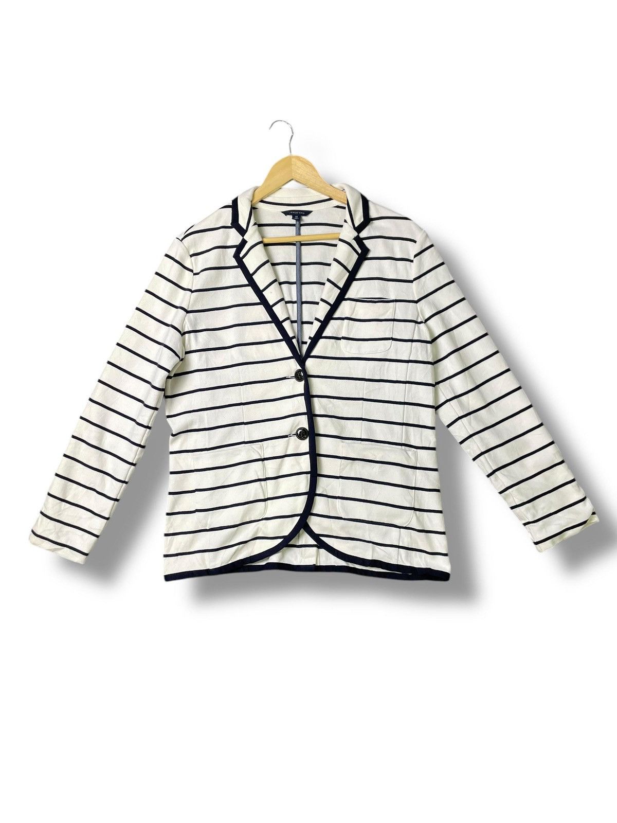 Designer × Lands' End × Vintage Lands End Striped Cotton Knit Blazer (49) Size US XXS / EU 40 - 1 Thumbnail
