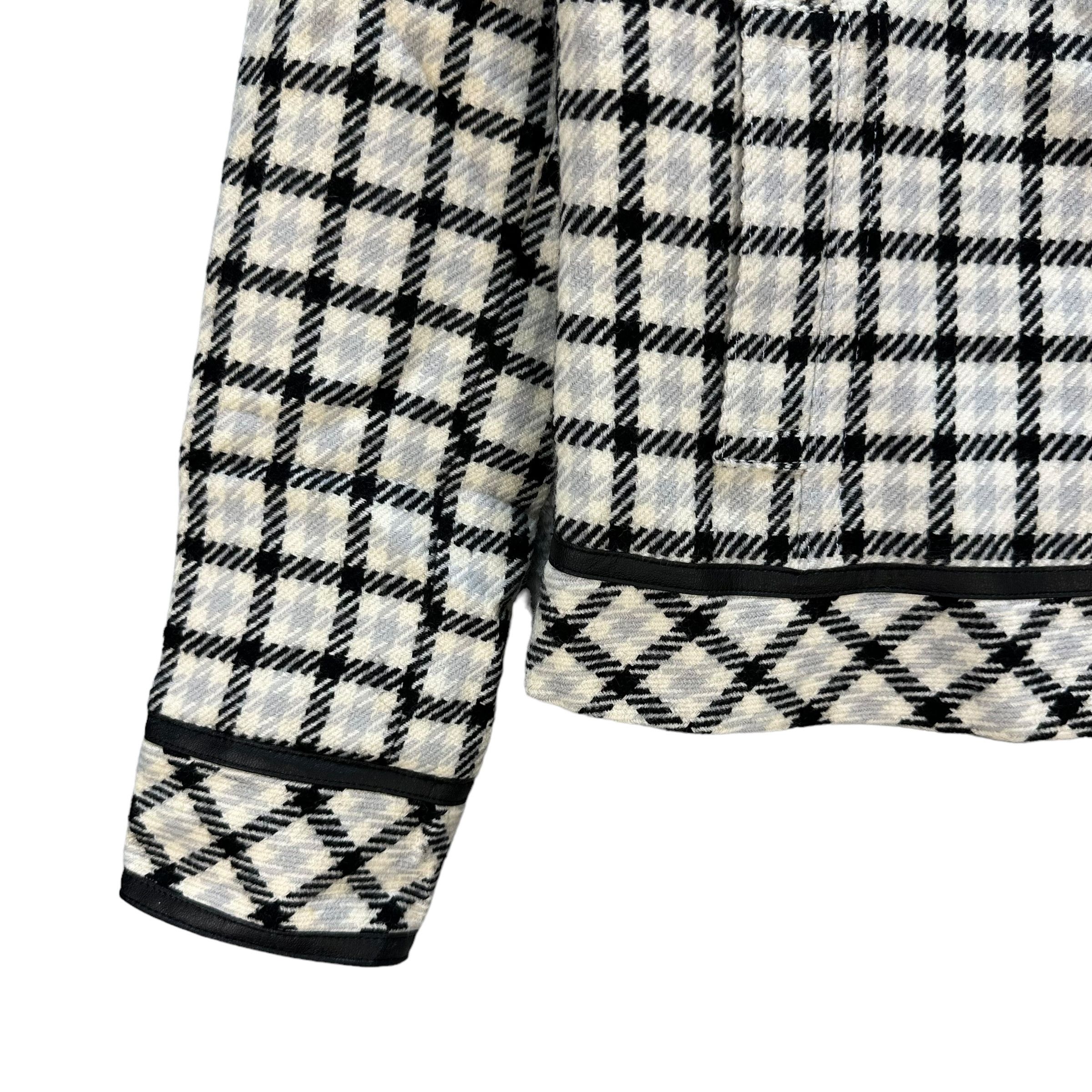 Courreges COURREGES Black White Checked Crop Jacket #A43-0988 Size S / US 4 / IT 40 - 4 Thumbnail