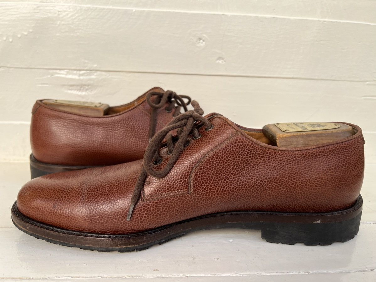 Salvatore Ferragamo Salvatore Ferragamo Brown Leather Pebble Grain Lace Up Shoes Size US 10.5 / EU 43-44 - 9 Thumbnail