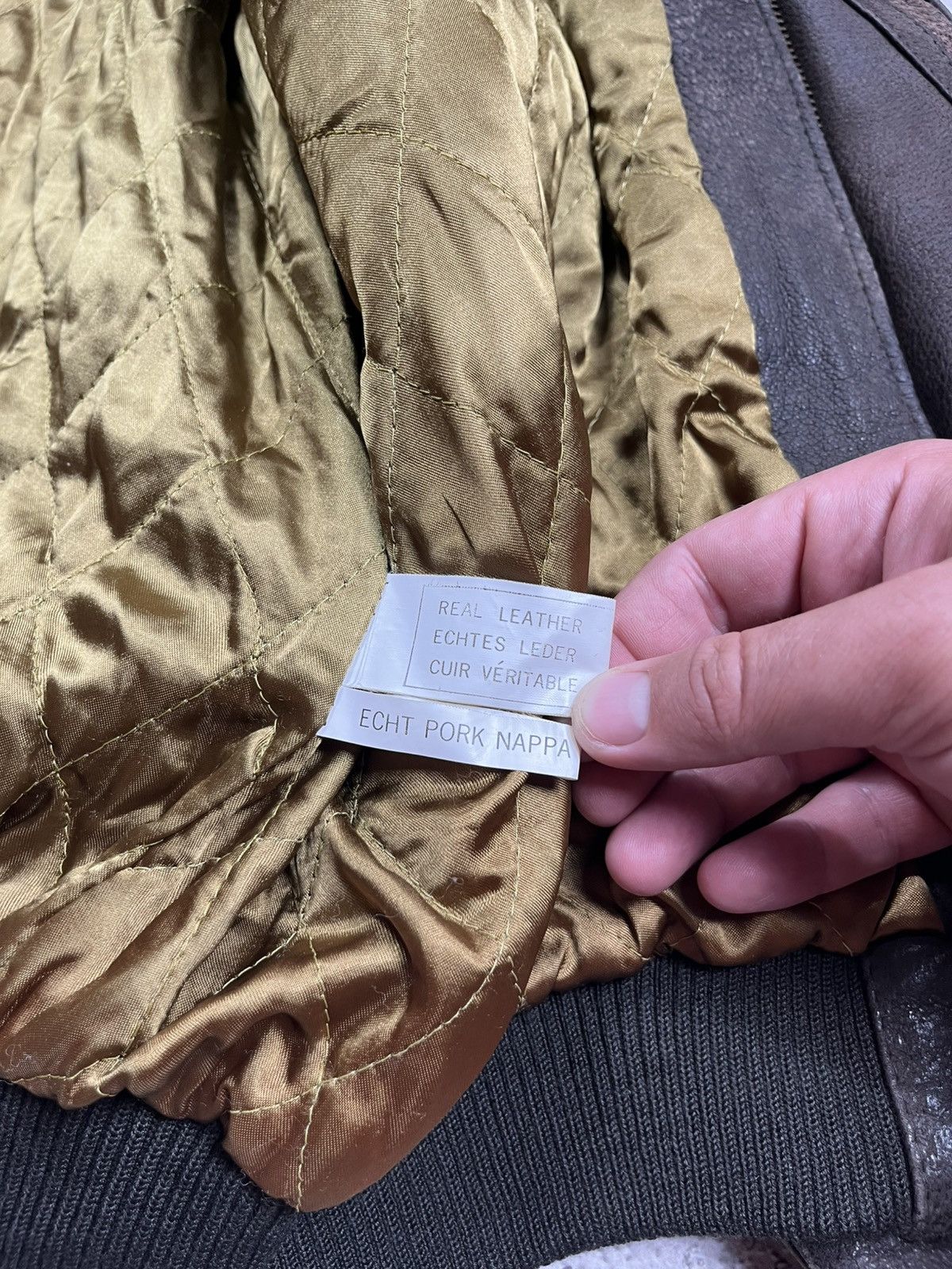 Japanese Brand × Leather × Vintage Vintage Distressed Aviator Bomber Jacket Brown Leather Look Size US XL / EU 56 / 4 - 12 Thumbnail