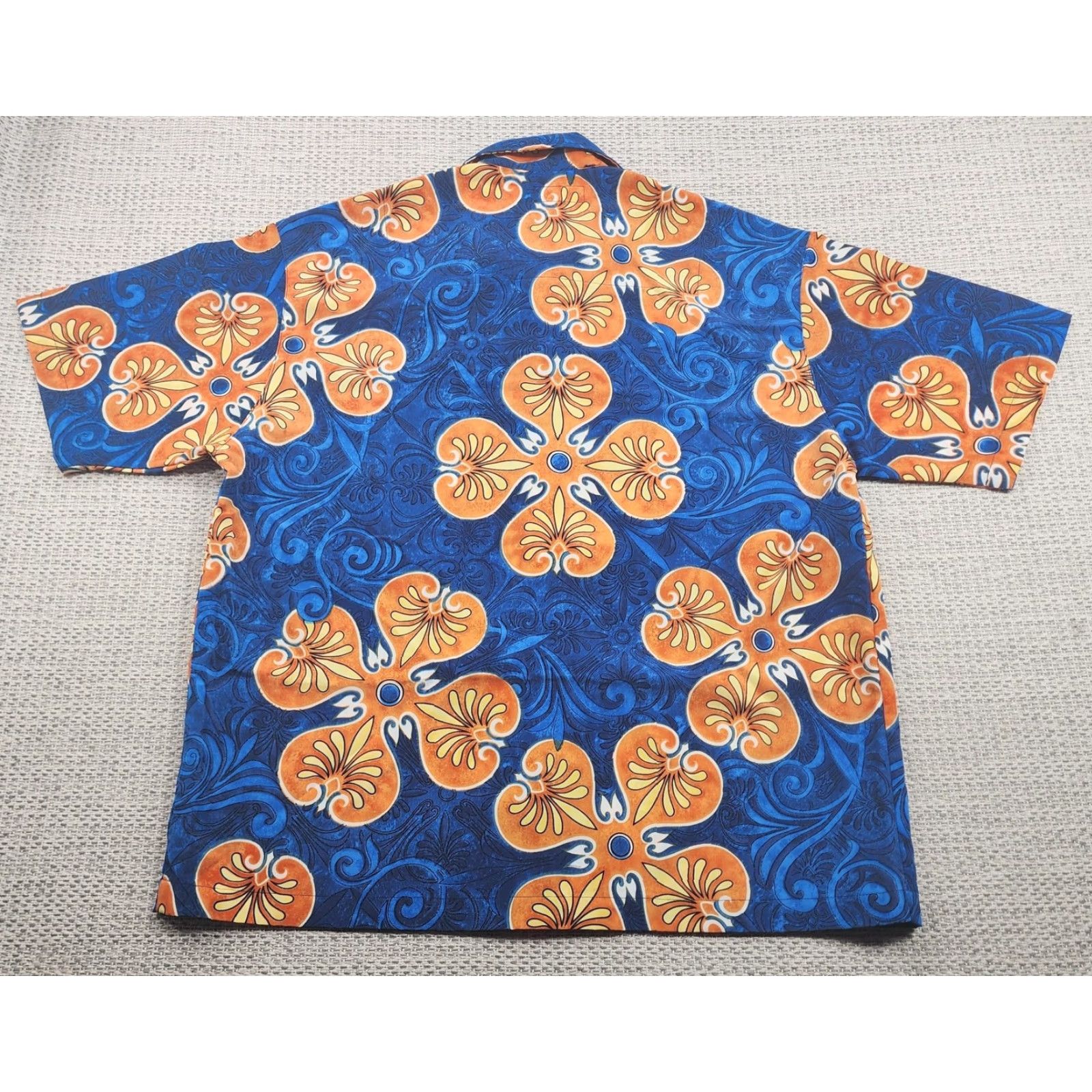 ALOHAS MCD Hawaiian Shirt Mens Extra Large Blue Orange Floral Tropical Button Up Size US XL / EU 56 / 4 - 7 Thumbnail
