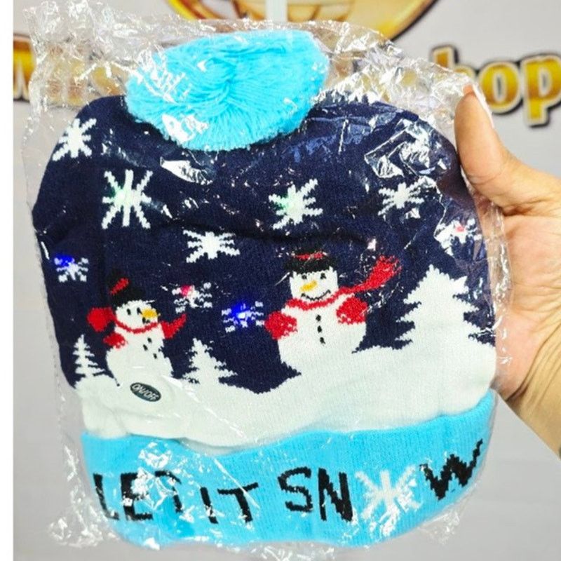Other Light-Up Christmas Beanie Hat Blue Holiday Snowman One Size Size ONE SIZE - 5 Thumbnail