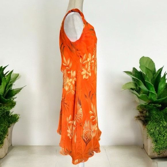 Vintage Vintage 90’s “Scarlett” Tropical Orange Sleeveless Dress Size XL / US 12-14 / IT 48-50 - 3 Thumbnail