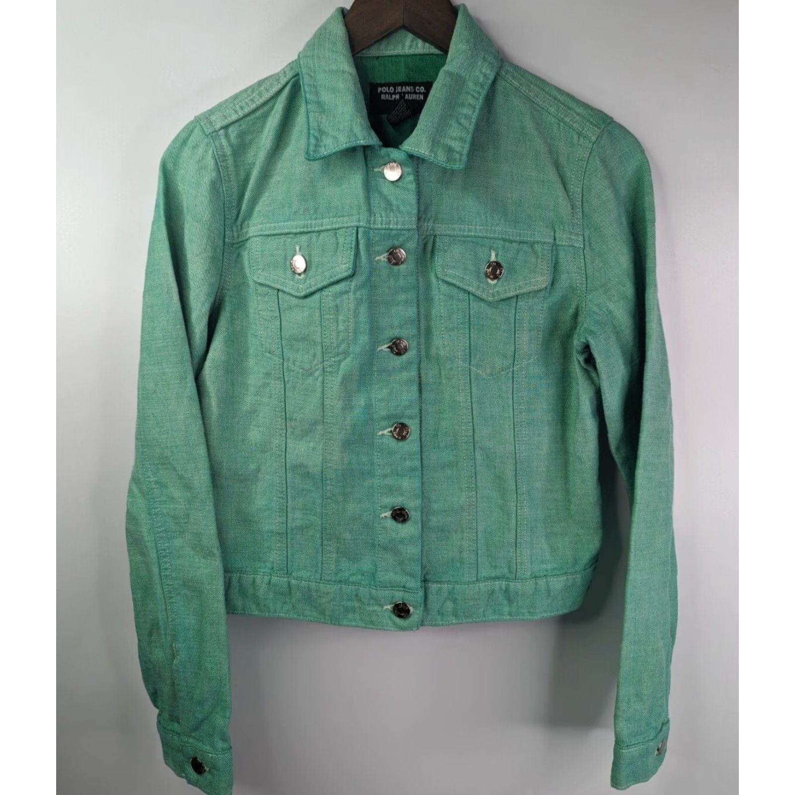 Polo Ralph Lauren VINTAGE Polo Ralph Lauren Jacket Denim Green Polo Jeans Saturday Size M Women Junior Adult? Size 32" / US 10 / IT 46 - 2 Thumbnail