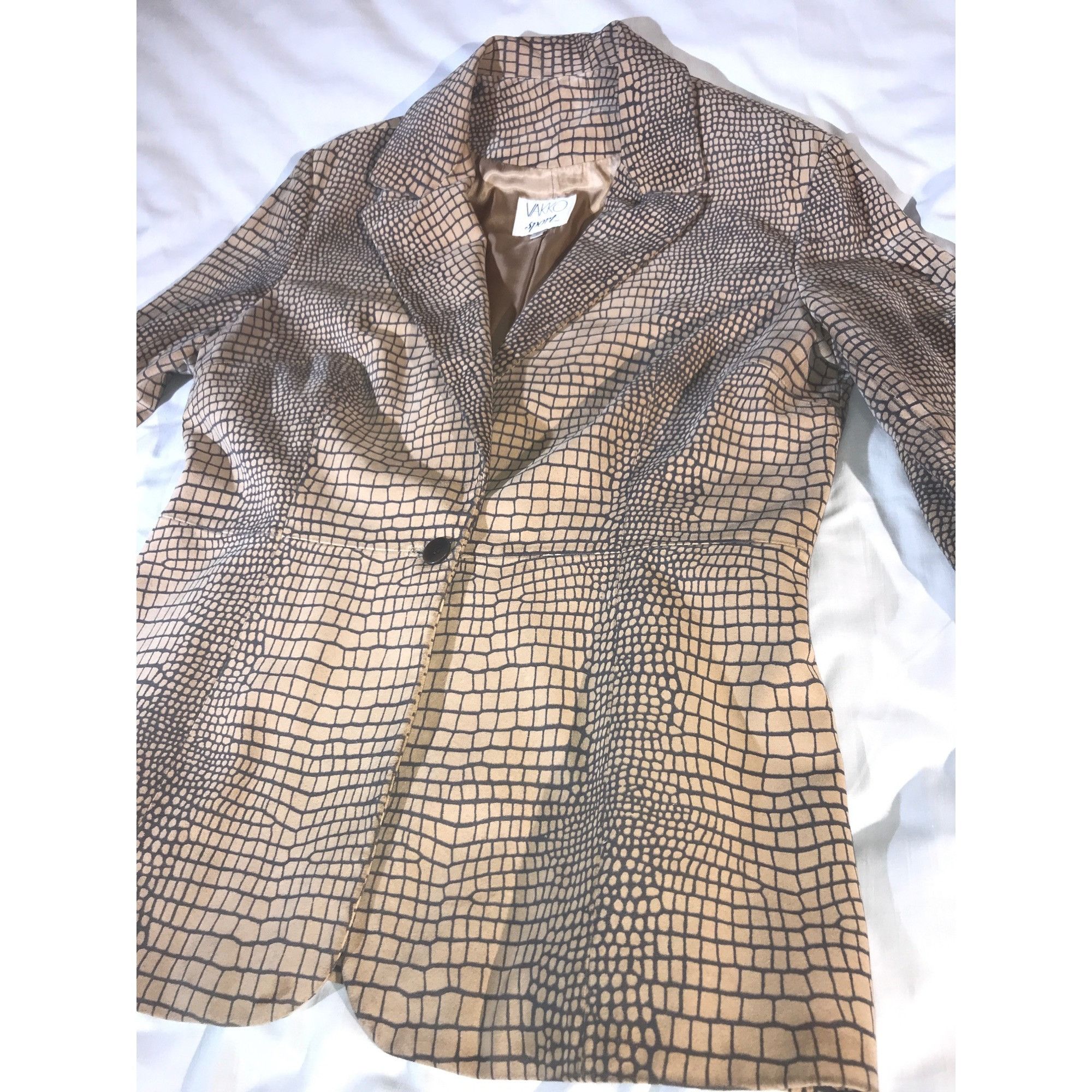 Vintage Vakko Sport Women's Reptile Print Chic Suede Blazer Size XL / US 12-14 / IT 48-50 - 3 Thumbnail