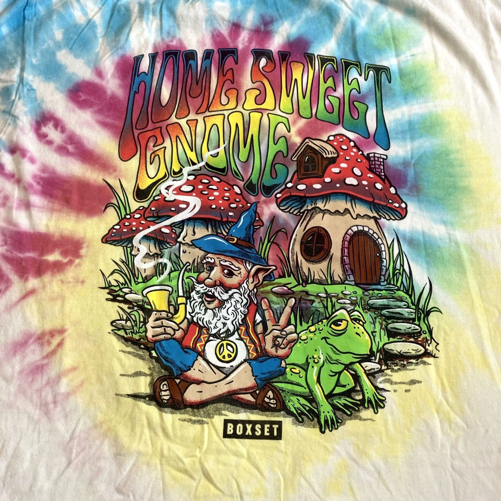 Vintage Boxset T-Shirt - Home Sweet Gnome - Short Sleeve Tie Dye Crew Neck - Men's XL Size US XL / EU 56 / 4 - 5 Thumbnail