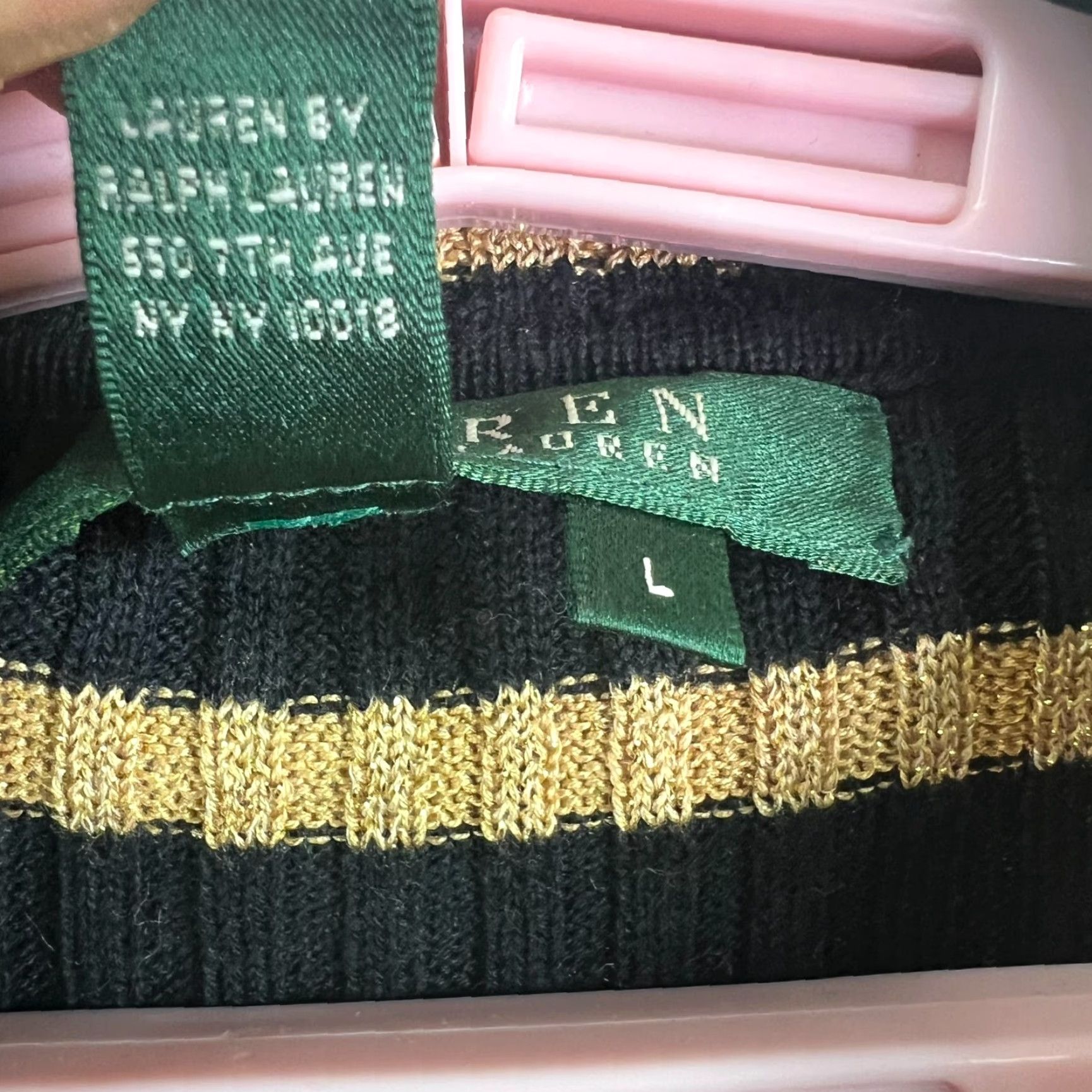 Vintage Lauren Ralph Lauren Sweater Adult Size L Black/Gold Metallic Striped Silk Blend Turtleneck Pullover Womens Size L / US 10 / IT 46 - 5 Thumbnail