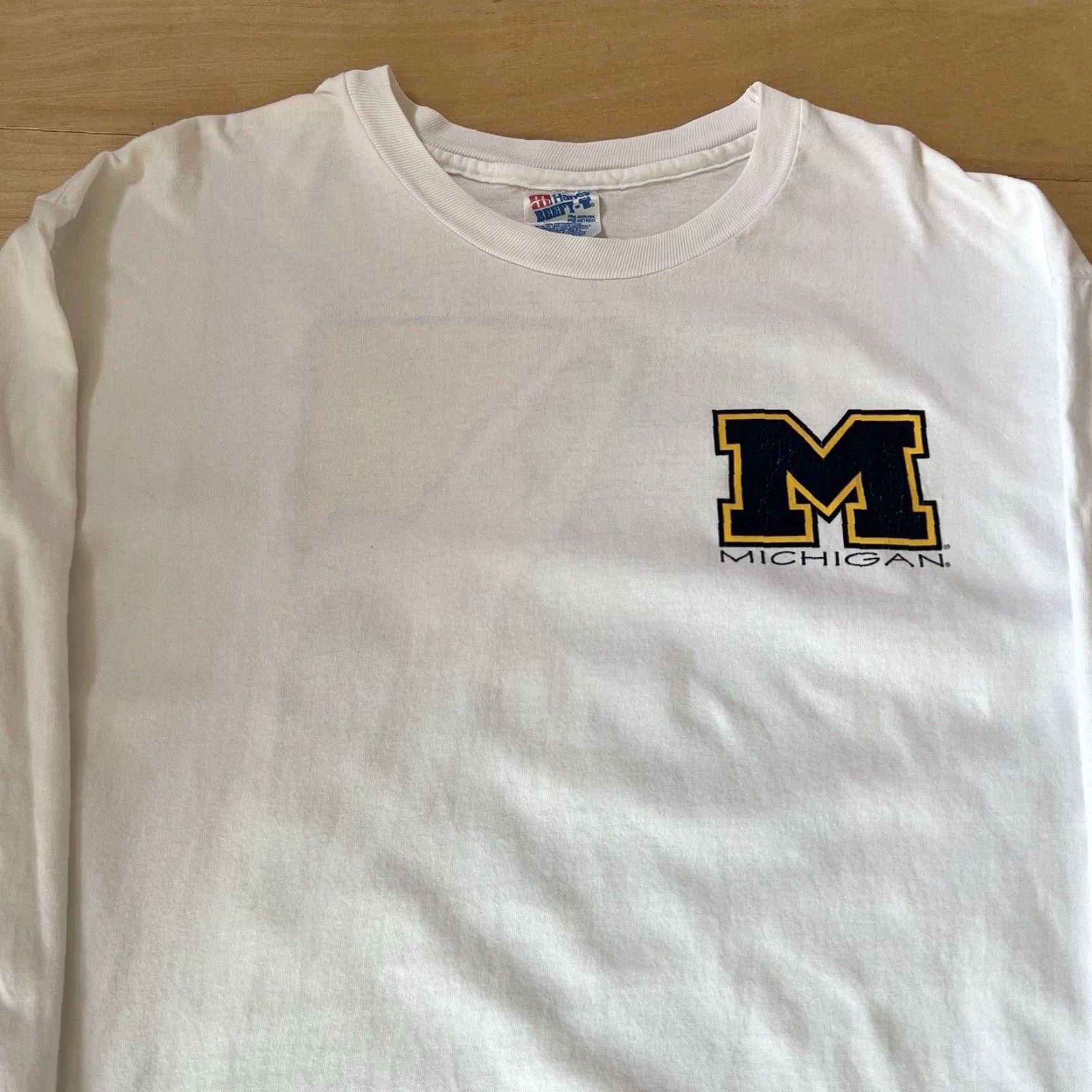Vintage VINTAGE Michigan Wolverines Basketball Shirt XL White 90s Hoopwear Jalen Rose Mens Crew Neck Logo Size US XL / EU 56 / 4 - 3 Thumbnail