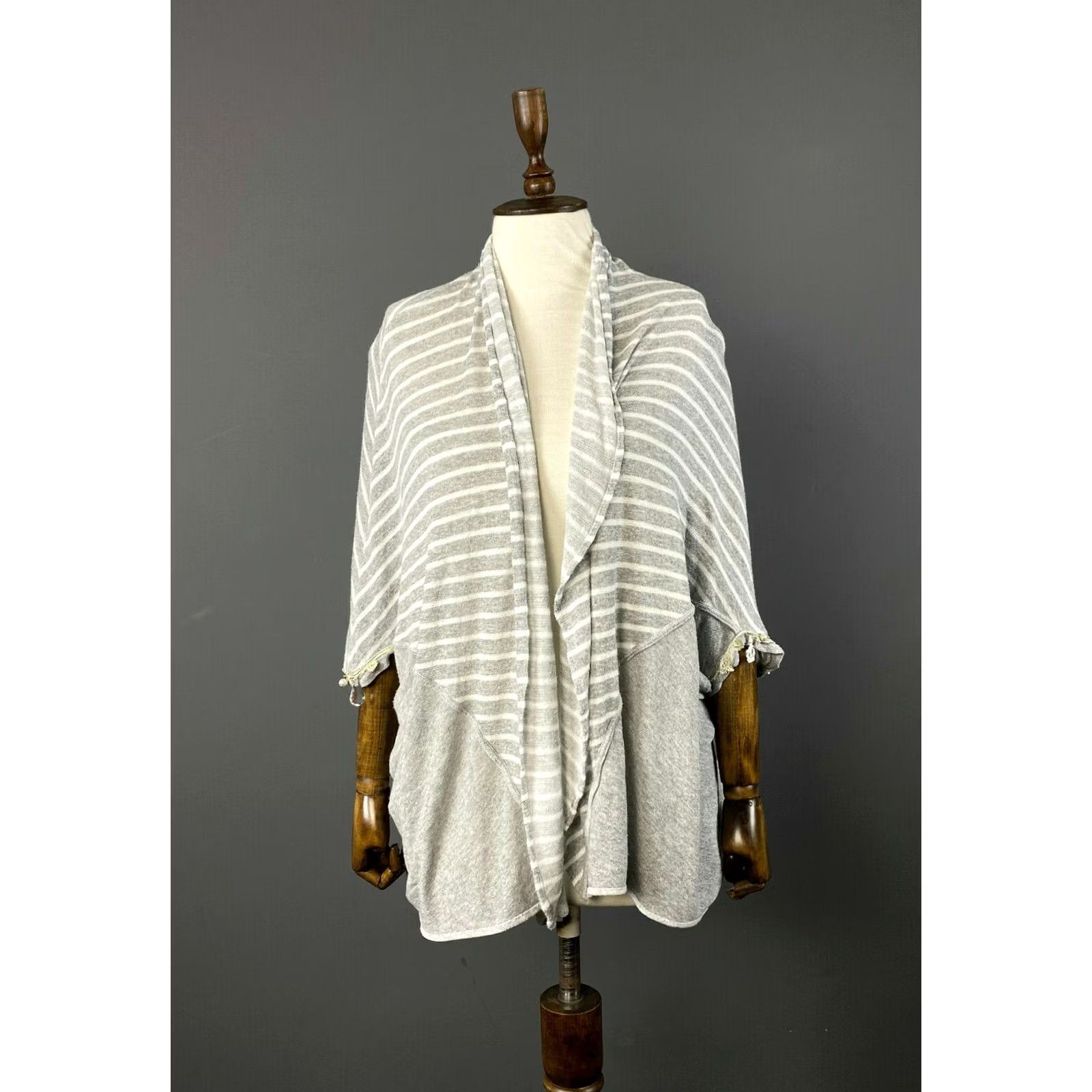 Vintage Elisa Cavaletti Sono Italiano Cardigan XS Womens Gray Open Front Cotton Blend Knit Sweater Size XS / US 0-2 / IT 36-38 - 2 Thumbnail