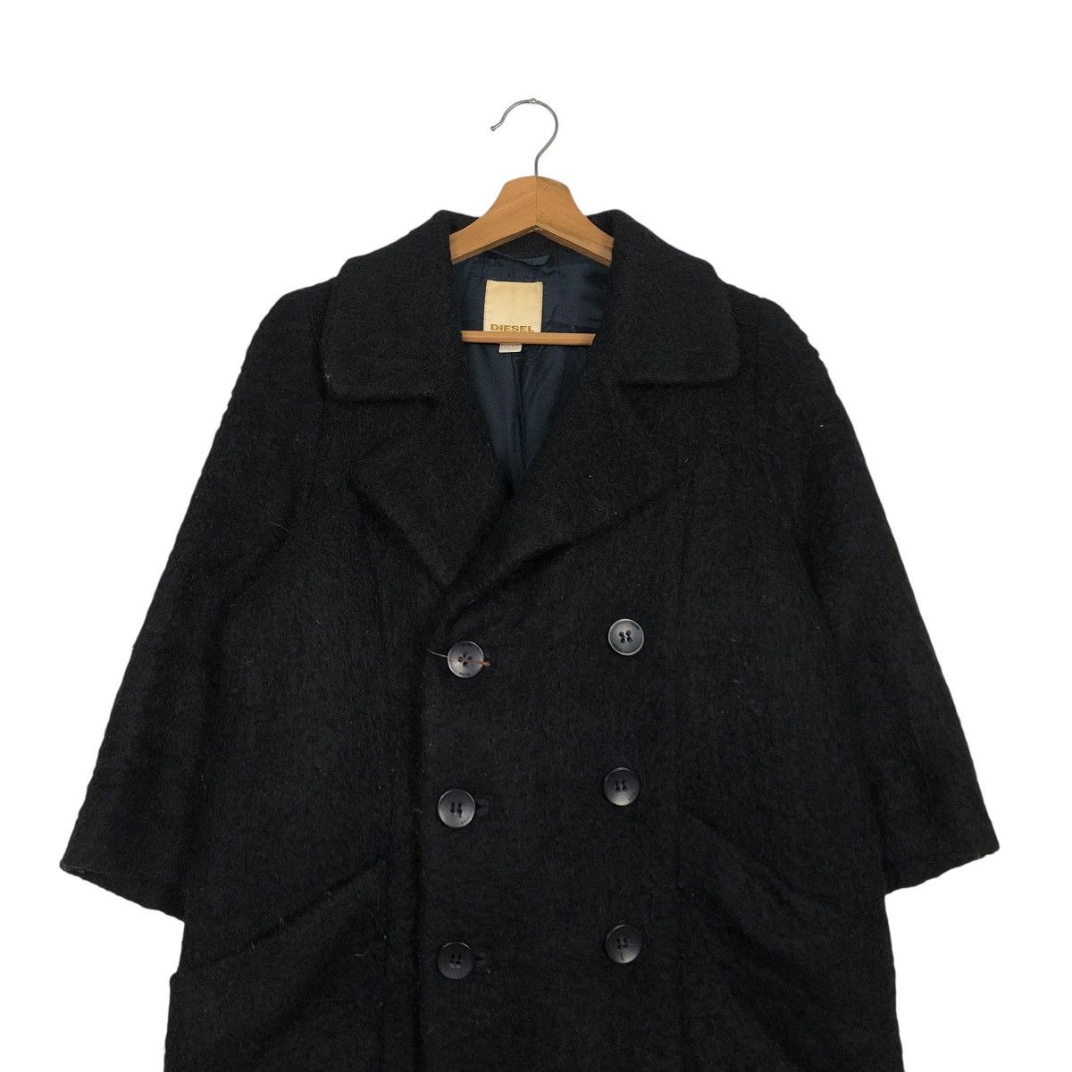 Diesel 🔥RICH BLACK MOHAIR LONG JACKET DOUBLE BREAST DIESEL Size US XXS / EU 40 - 6 Thumbnail