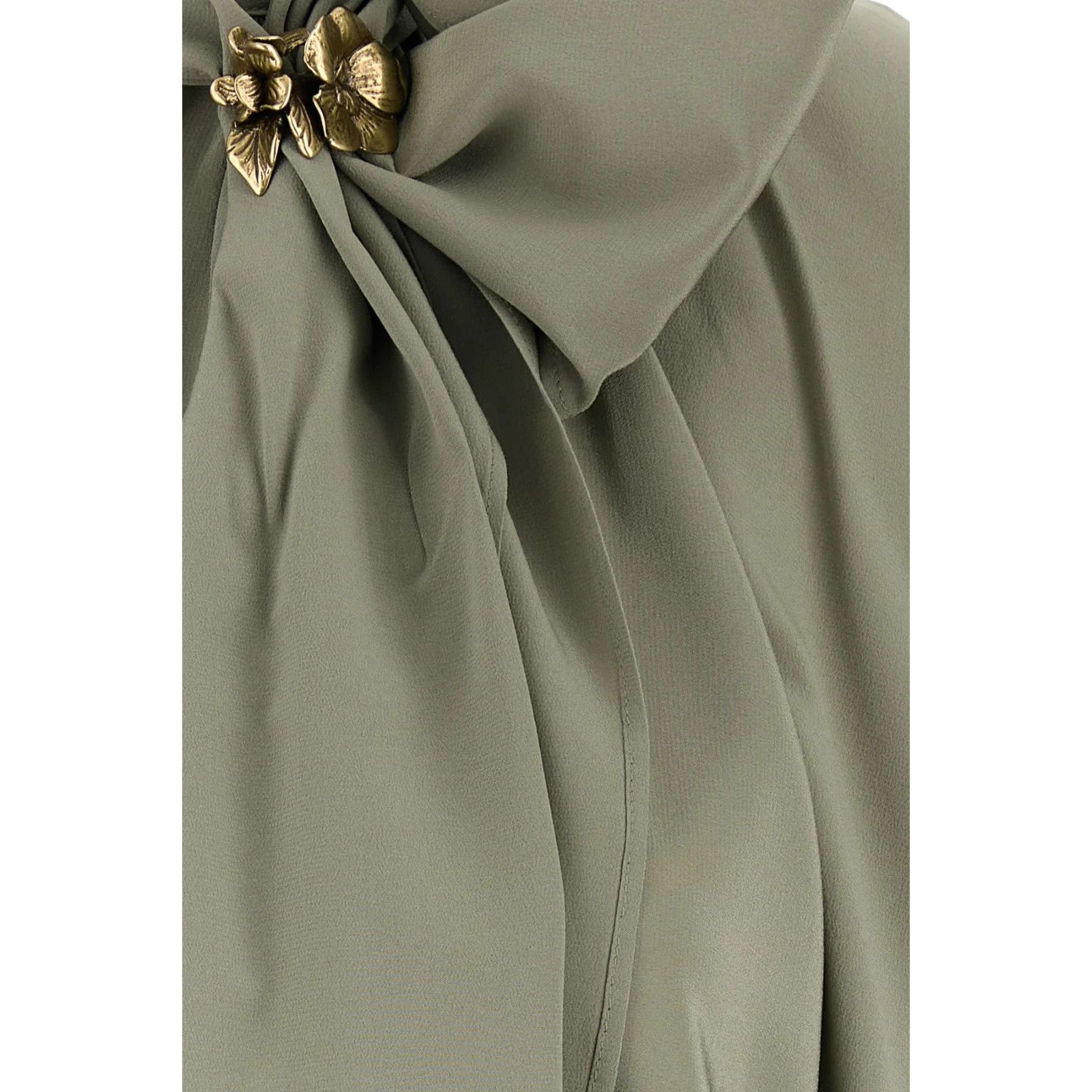 Max Mara MAX MARA Leonida Sage Green Silk Blouse New And Authentic (W Size M / US 6-8 / IT 42-44 - 3 Thumbnail