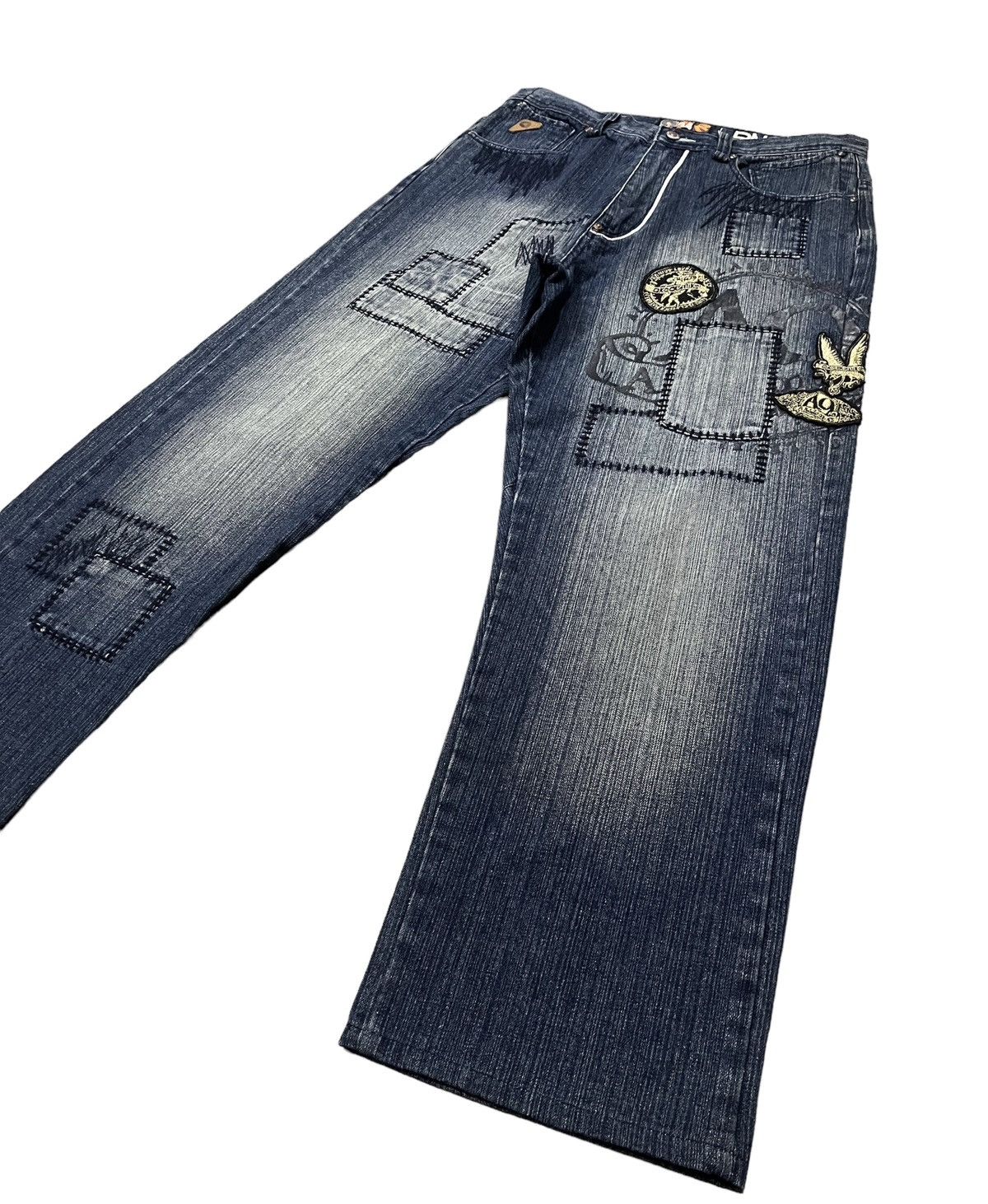 Akademiks akdemiks baggy patchwork shashiko boro denim Size US 34 / EU 50 - 3 Thumbnail