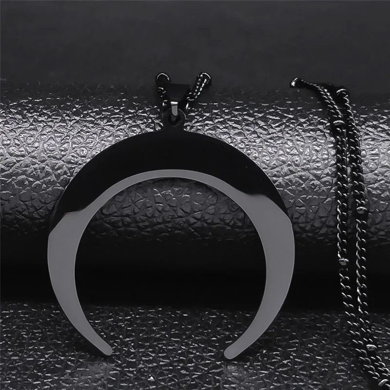 Jewelry Gothic Black Moon Pendant Necklace Emblem Talisman Size ONE SIZE - 5 Thumbnail