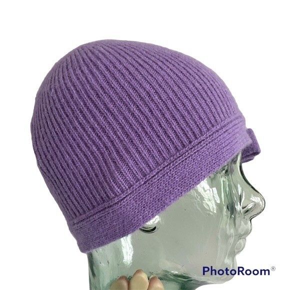 Portolano Portolano Purple Lambswool Angora Knit Bow Beanie - NWTs Size ONE SIZE - 3 Thumbnail