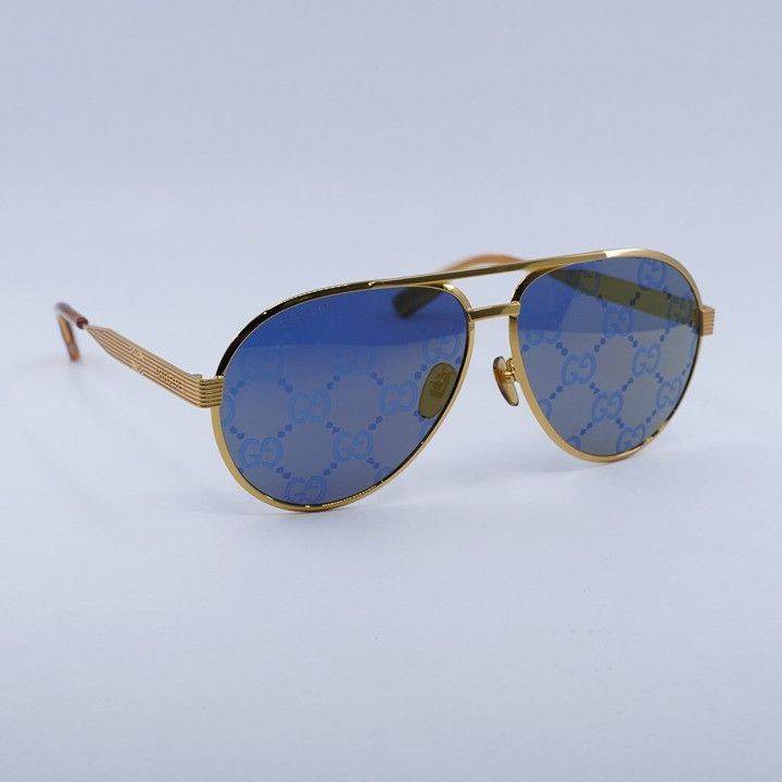 Gucci Gucci GG1513S 005 Sunglasses Gold Aviator Frame, Blue Size ONE SIZE - 4 Thumbnail