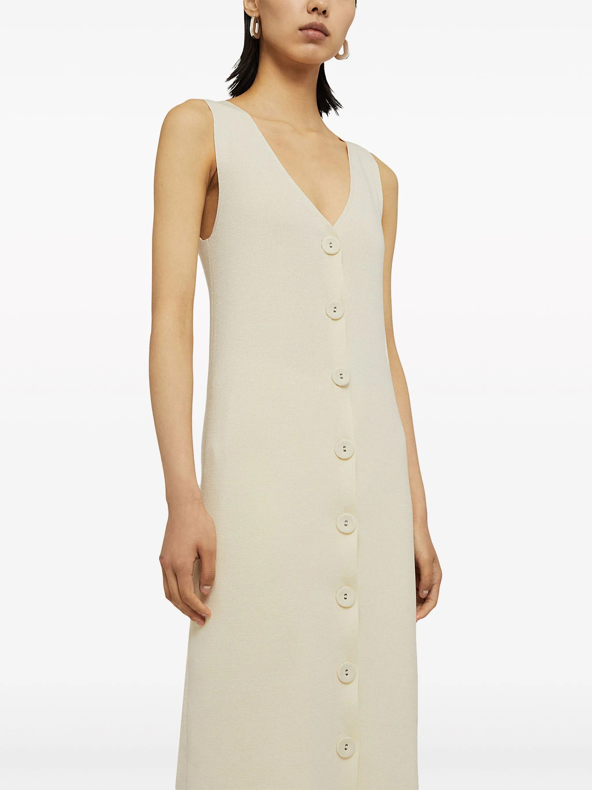 Jil Sander o1w1db10825 V-Neck Midi Dress in Ivory Size L / US 10 / IT 46 - 5 Thumbnail