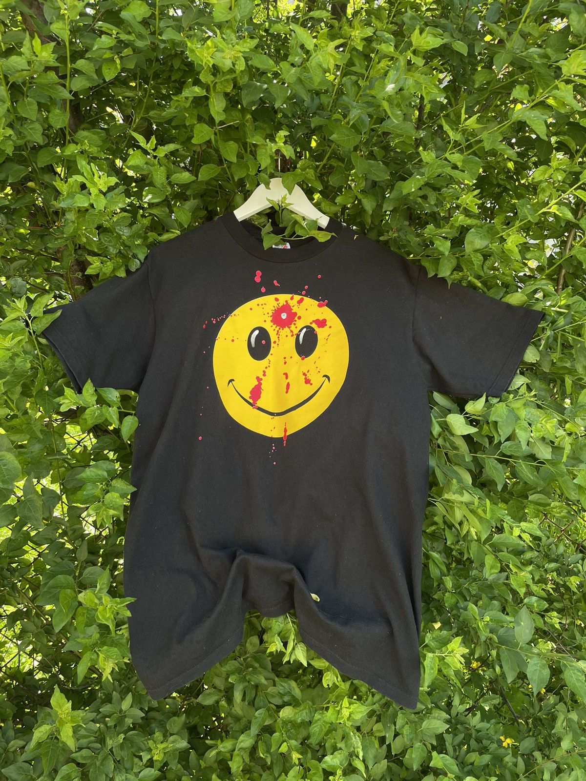 Pre-owned Art X Vintage 90's Smiley Face Headshot T-shirt In Black