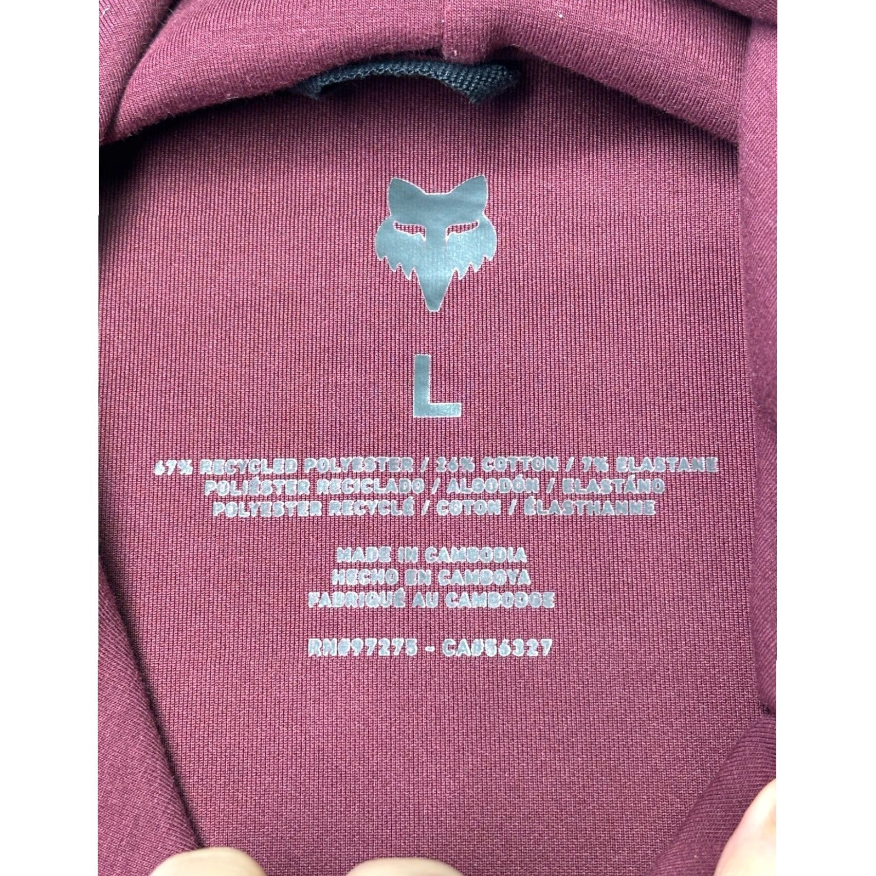 Fox Racing FOX Racing Full Zip Hoodie Mens L Burgundy Maroon Size US L / EU 52-54 / 3 - 3 Thumbnail