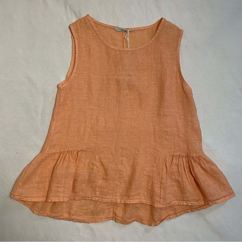 Other NWT New Francesca Bettini Orange Linen Top With Peplum Made Size M / US 6-8 / IT 42-44 - 5 Thumbnail